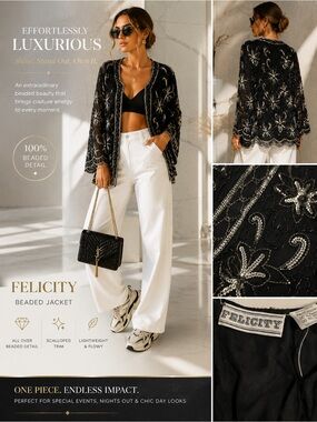 Felicity Black Beaded  Topper Jacket